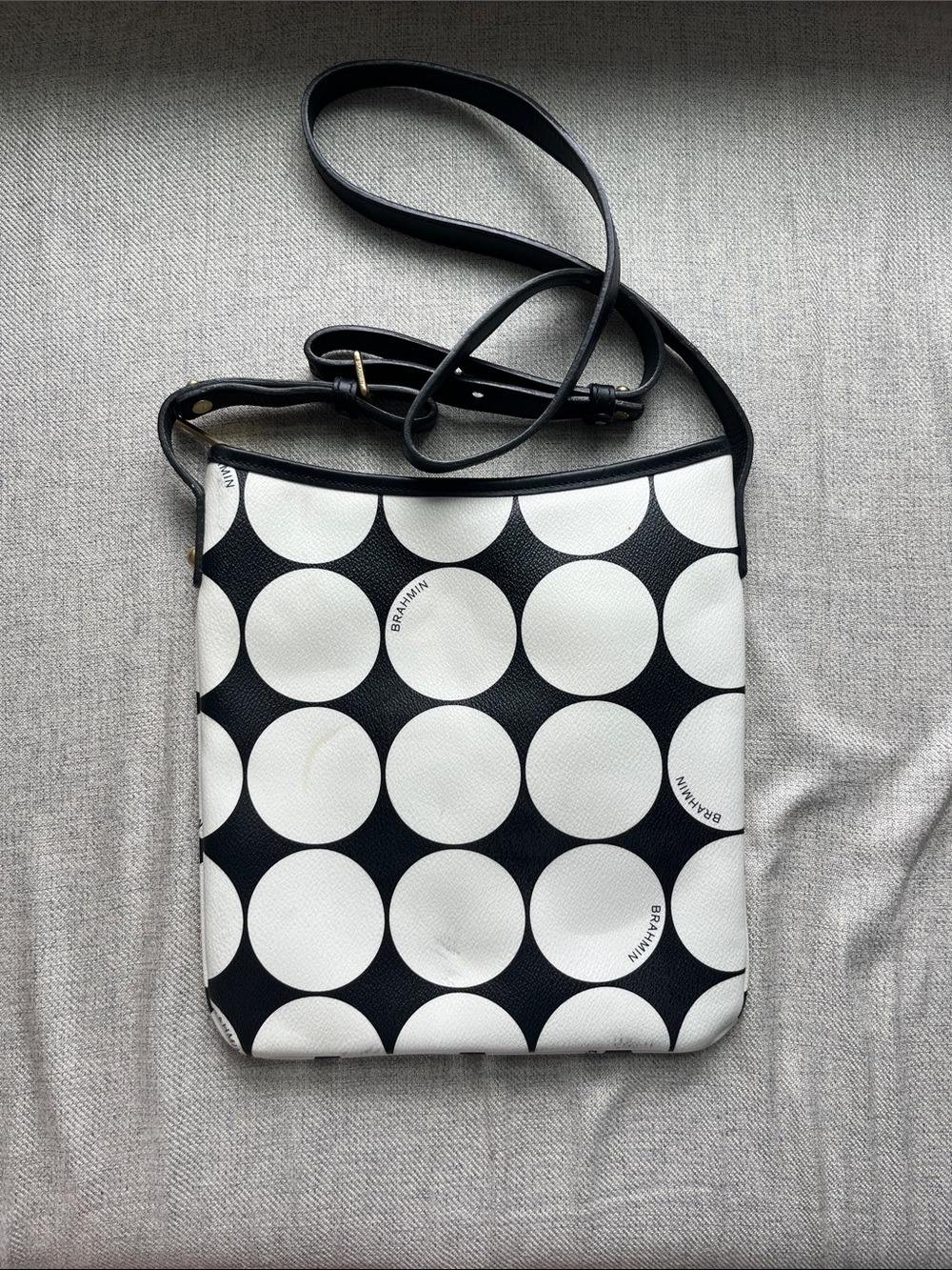Brahmin Black and White Polka Dot Crossbody Bag
